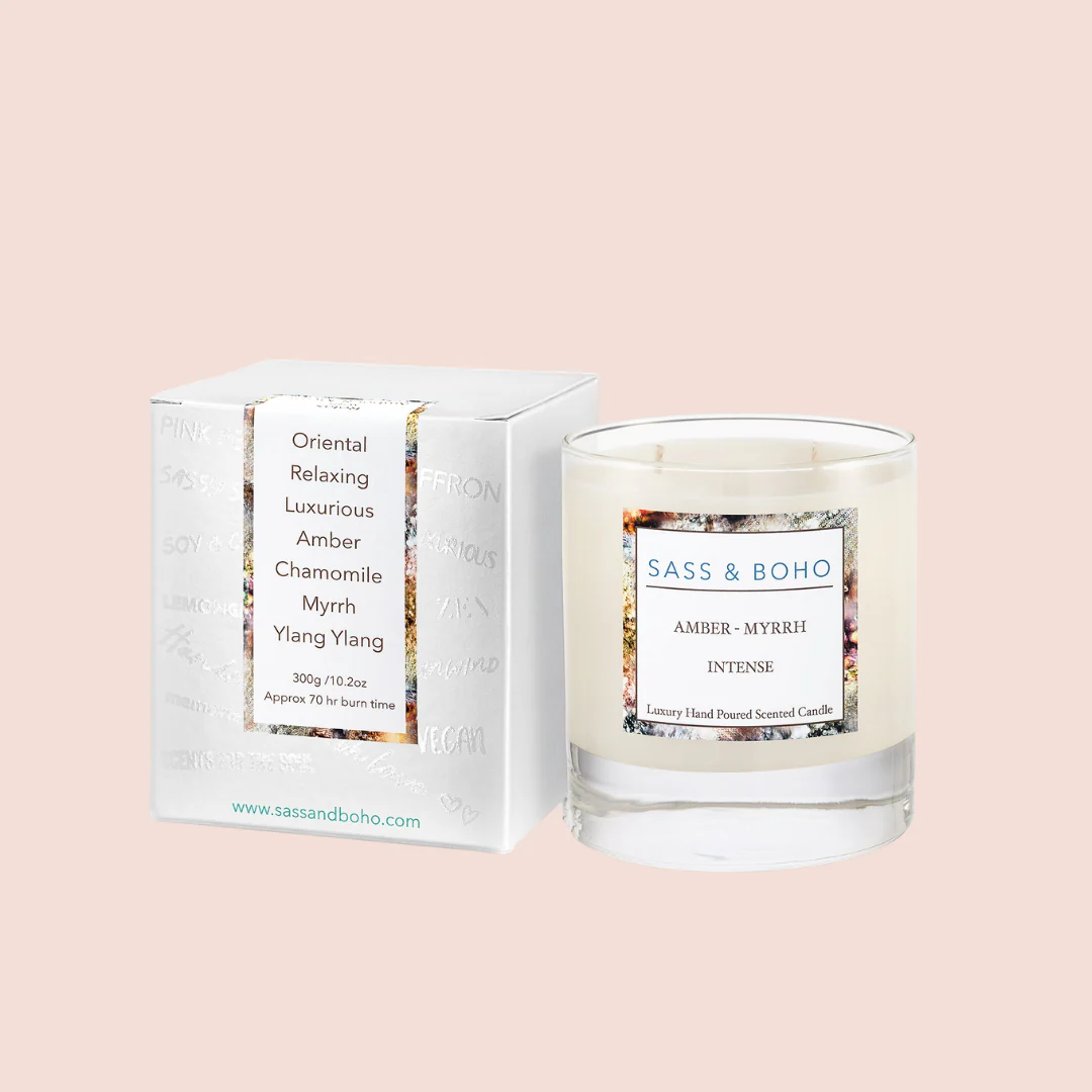 Sass & Boho Amber & Myrrh Luxury Double Wick Candle