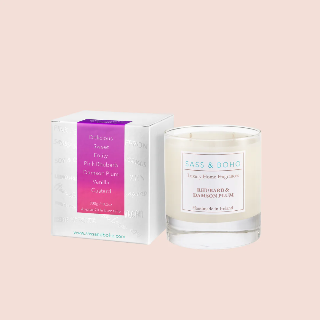 Sass & Boho Rhubarb & Damson Plum Double Wick Candle